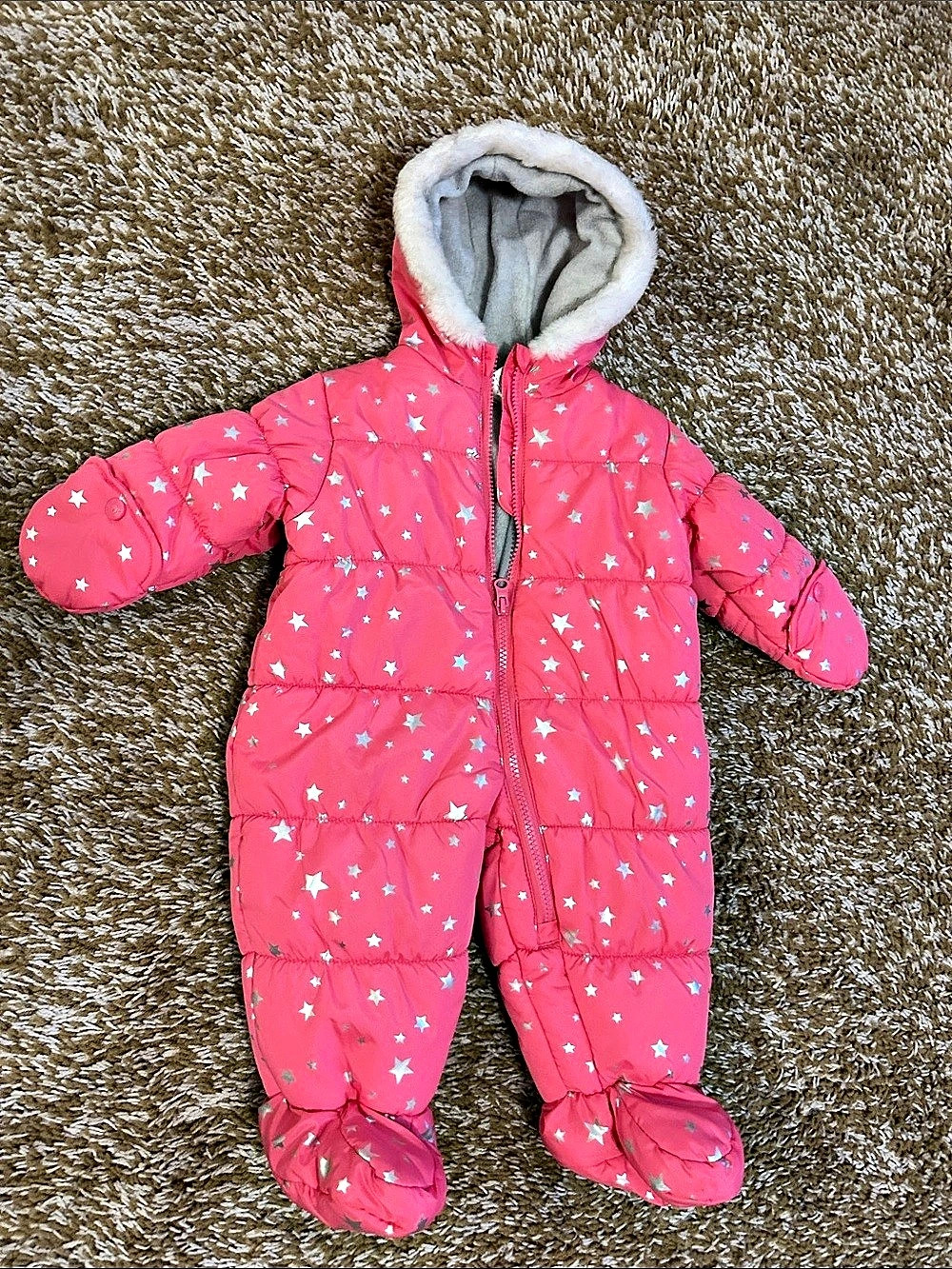 carter's Pink Star Snowsuit Bunting Pink Baby 3-6M